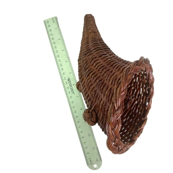 Rustic Wicker Cornucopia Basket Horn of Plenty Thanksgiving Dried Floral 15" - Picture 5 of 6